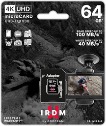 [5908267930311] Carte Mémoire Micro SD 64GO Class 10 4K Avec Adaptateur Goodram