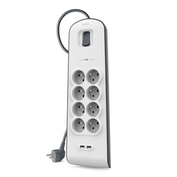 [745883643622] Prise Parafoudre Belkin 8 Prises + 2 Ports USB