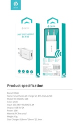 [6938595329593] Chargeur Devia 2 Ports USB